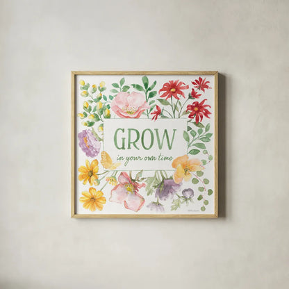 Soft Meadow XI by Beth Grove. Shown in a natural wood glass frame for a timeless modern aesthetic. Available as an archival giclee rolled canvas, fine art paper, or poster print. SKU 90206a.
