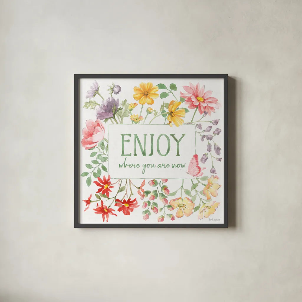 Soft Meadow XII by Beth Grove. Shown in a sleek black glass frame for a contemporary gallery look. Available as an archival giclee rolled canvas, fine art paper, or poster print. SKU 90207a.