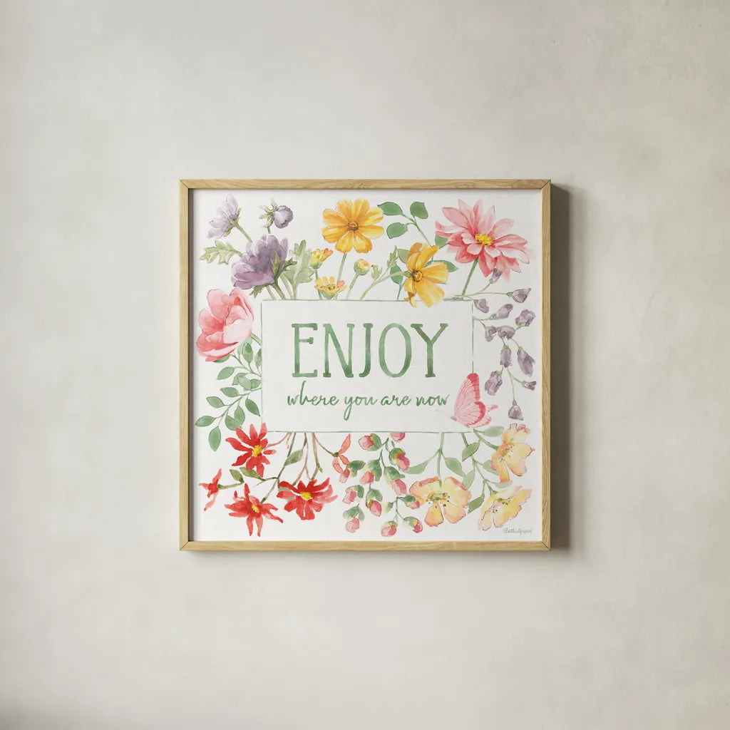 Soft Meadow XII by Beth Grove. Shown in a natural wood glass frame for a timeless modern aesthetic. Available as an archival giclee rolled canvas, fine art paper, or poster print. SKU 90207a.