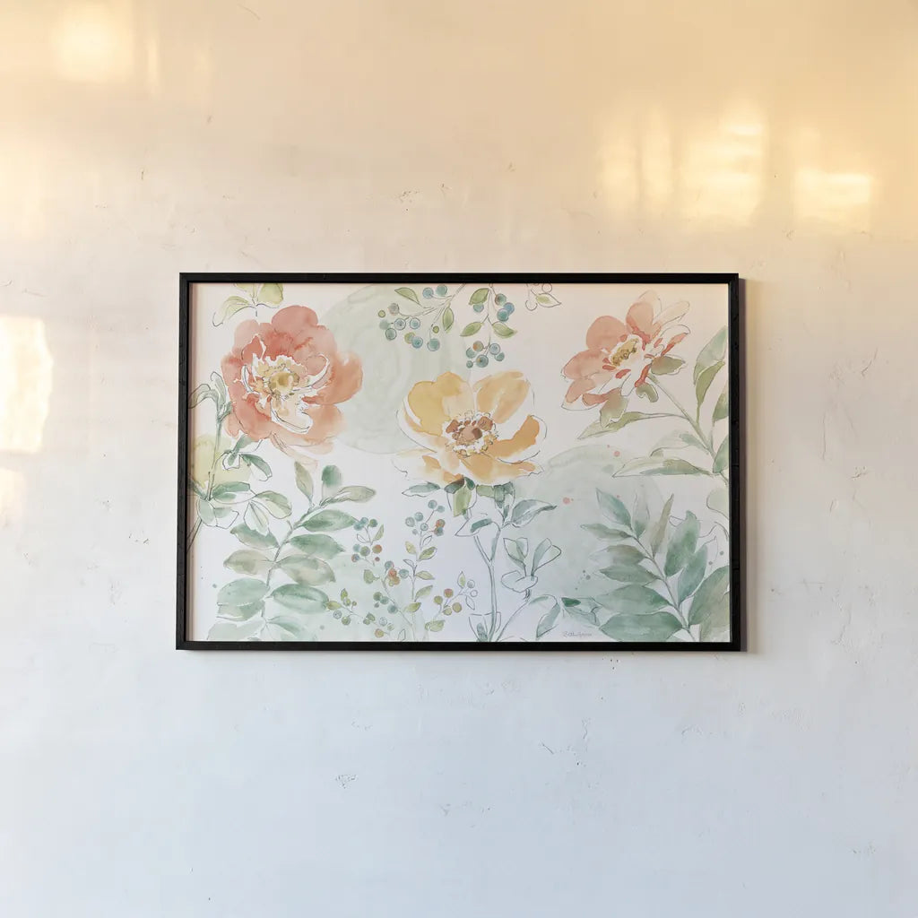 Soft Petals I by Beth Grove. shown as a paper print in a black flame. Available as a archival giclee rolled canvas, fine art paper, or poster print. SKU 87551i.