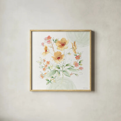 Soft Petals III by Beth Grove. Shown in a natural wood glass frame for a timeless modern aesthetic. Available as an archival giclee rolled canvas, fine art paper, or poster print. SKU 87553a.