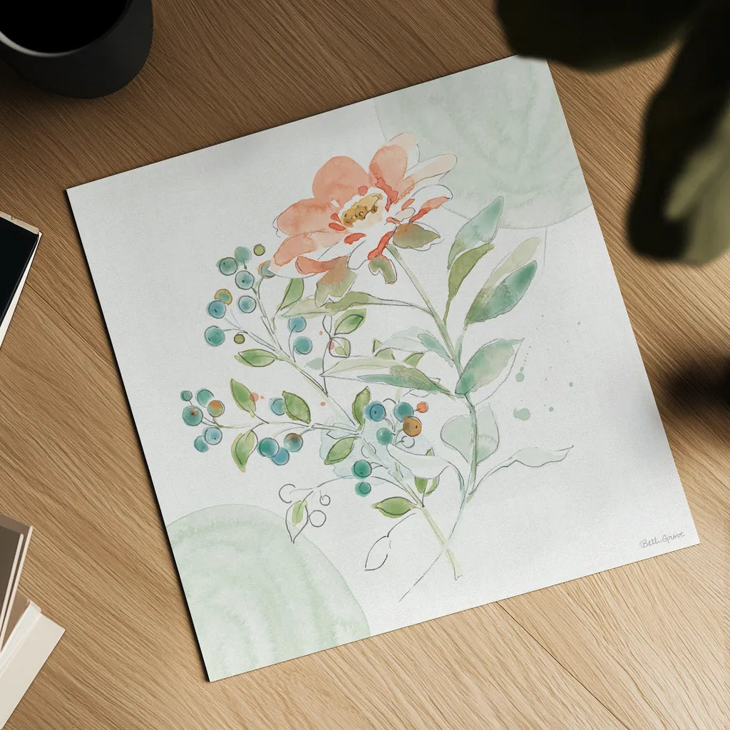 Soft Petals V by Beth Grove. Shown as a detailed flat fine art print, highlighting archival giclee quality. Available as an archival giclee rolled canvas, fine art paper, or poster print. SKU 87555a.