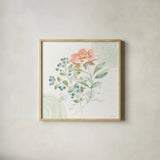 Soft Petals V by Beth Grove. Shown in a natural wood glass frame for a timeless modern aesthetic. Available as an archival giclee rolled canvas, fine art paper, or poster print. SKU 87555a.