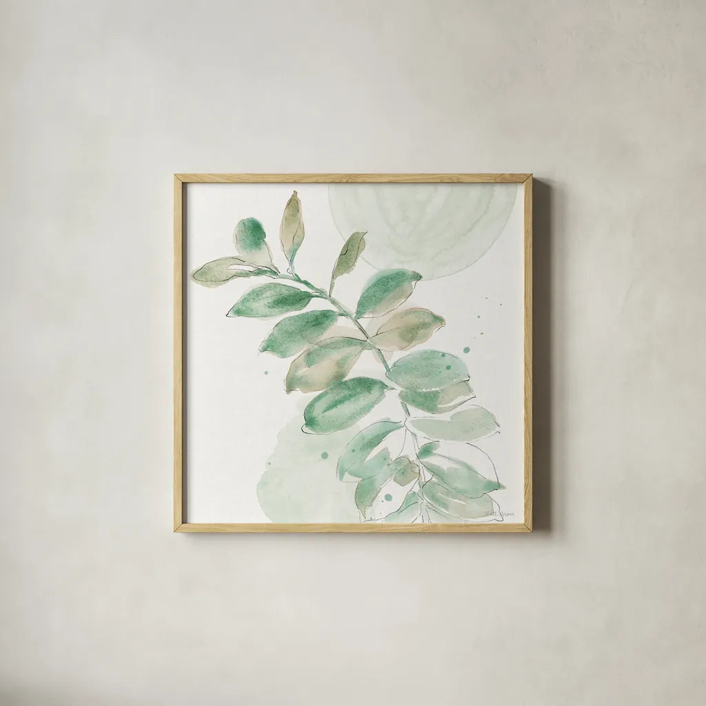 Soft Petals VII by Beth Grove. Shown in a natural wood glass frame for a timeless modern aesthetic. Available as an archival giclee rolled canvas, fine art paper, or poster print. SKU 87557a.