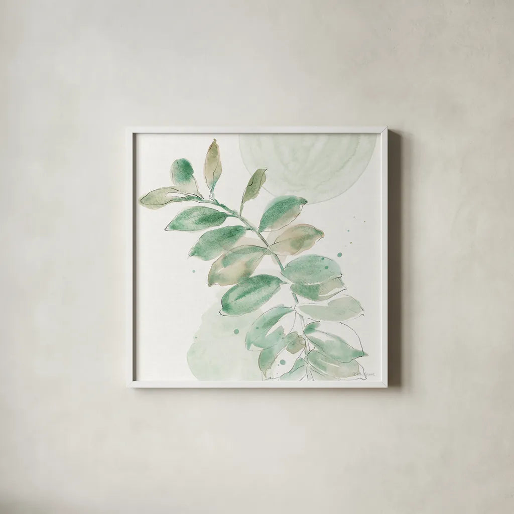 Soft Petals VII by Beth Grove. Shown in a crisp white glass frame for a clean and minimalist style. Available as an archival giclee rolled canvas, fine art paper, or poster print. SKU 87557a.