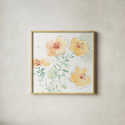 Soft Petals VIII by Beth Grove. Shown in a natural wood glass frame for a timeless modern aesthetic. Available as an archival giclee rolled canvas, fine art paper, or poster print. SKU 87558a.