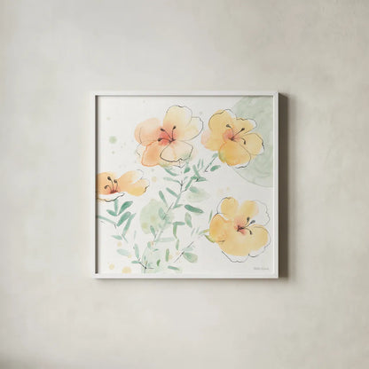 Soft Petals VIII by Beth Grove. Shown in a crisp white glass frame for a clean and minimalist style. Available as an archival giclee rolled canvas, fine art paper, or poster print. SKU 87558a.