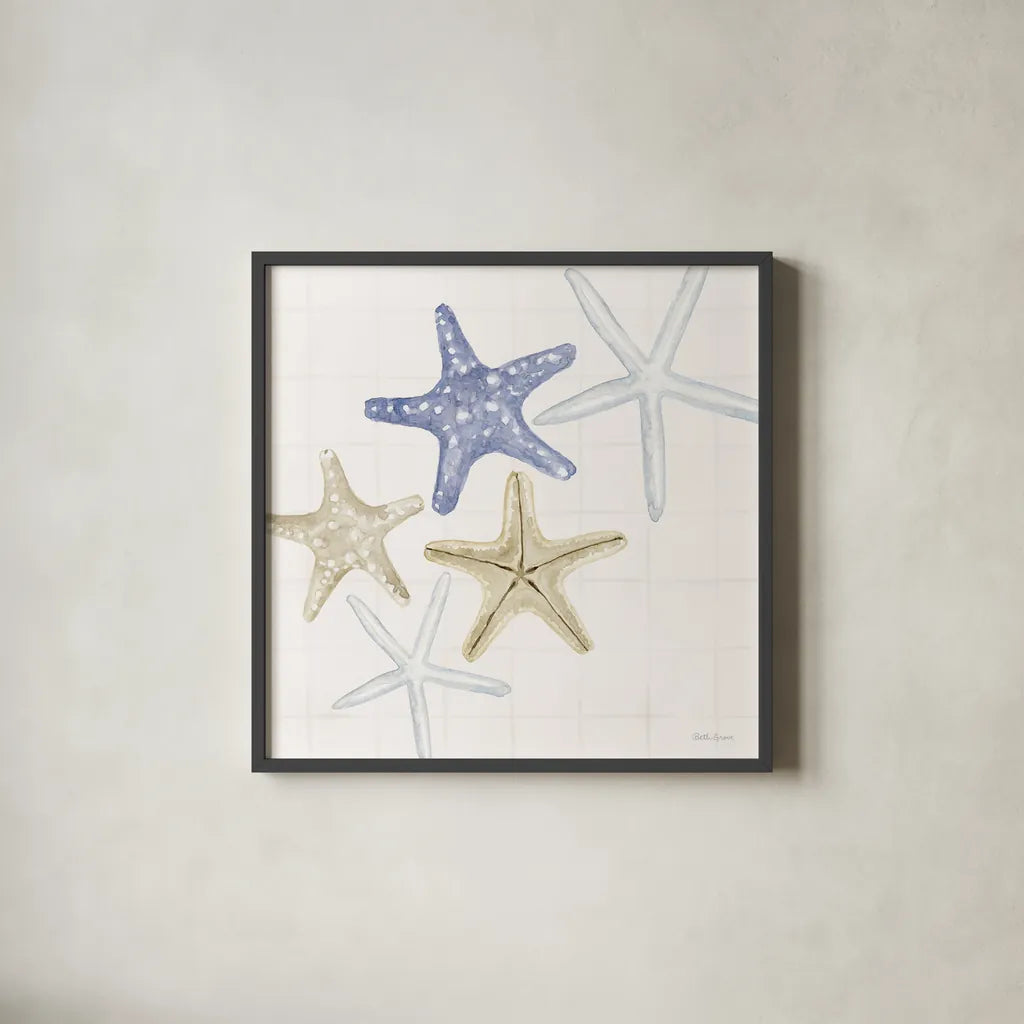 Soft Shores IV by Beth Grove. Shown in a sleek black glass frame for a contemporary gallery look. Available as an archival giclee rolled canvas, fine art paper, or poster print. SKU 72855a.