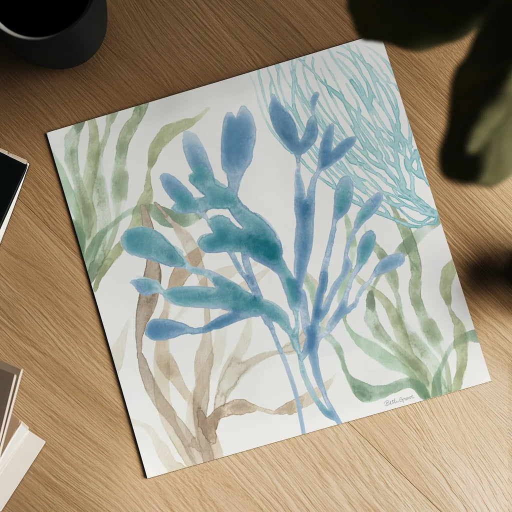 Soft Shores IX by Beth Grove. Shown as a detailed flat fine art print, highlighting archival giclee quality. Available as an archival giclee rolled canvas, fine art paper, or poster print. SKU 72860a.