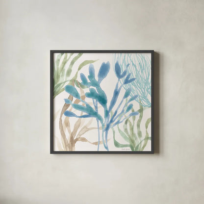 Soft Shores IX by Beth Grove. Shown in a sleek black glass frame for a contemporary gallery look. Available as an archival giclee rolled canvas, fine art paper, or poster print. SKU 72860a.