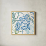 Soft Shores VI by Beth Grove. Shown in a natural wood glass frame for a timeless modern aesthetic. Available as an archival giclee rolled canvas, fine art paper, or poster print. SKU 72857a.