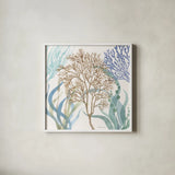 Soft Shores VII by Beth Grove. Shown in a crisp white glass frame for a clean and minimalist style. Available as an archival giclee rolled canvas, fine art paper, or poster print. SKU 72858a.