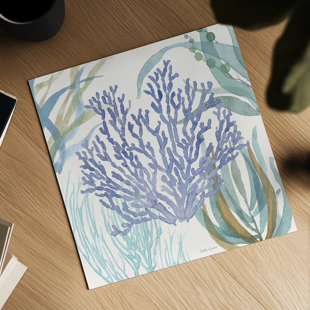 Soft Shores VIII by Beth Grove. Shown as a detailed flat fine art print, highlighting archival giclee quality. Available as an archival giclee rolled canvas, fine art paper, or poster print. SKU 72859a.