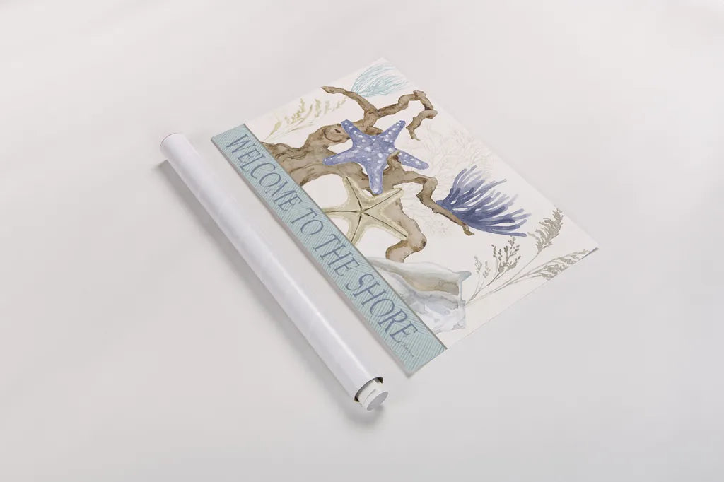 Soft Shores Welcome by Beth Grove. shown as a rolled paper print. Available as archival giclee rolled canvas, fine art paper, or poster print. SKU 74507i.