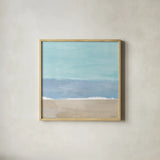 Soft Shores XI by Beth Grove. Shown in a natural wood glass frame for a timeless modern aesthetic. Available as an archival giclee rolled canvas, fine art paper, or poster print. SKU 72862a.