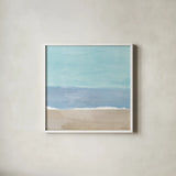 Soft Shores XI by Beth Grove. Shown in a crisp white glass frame for a clean and minimalist style. Available as an archival giclee rolled canvas, fine art paper, or poster print. SKU 72862a.