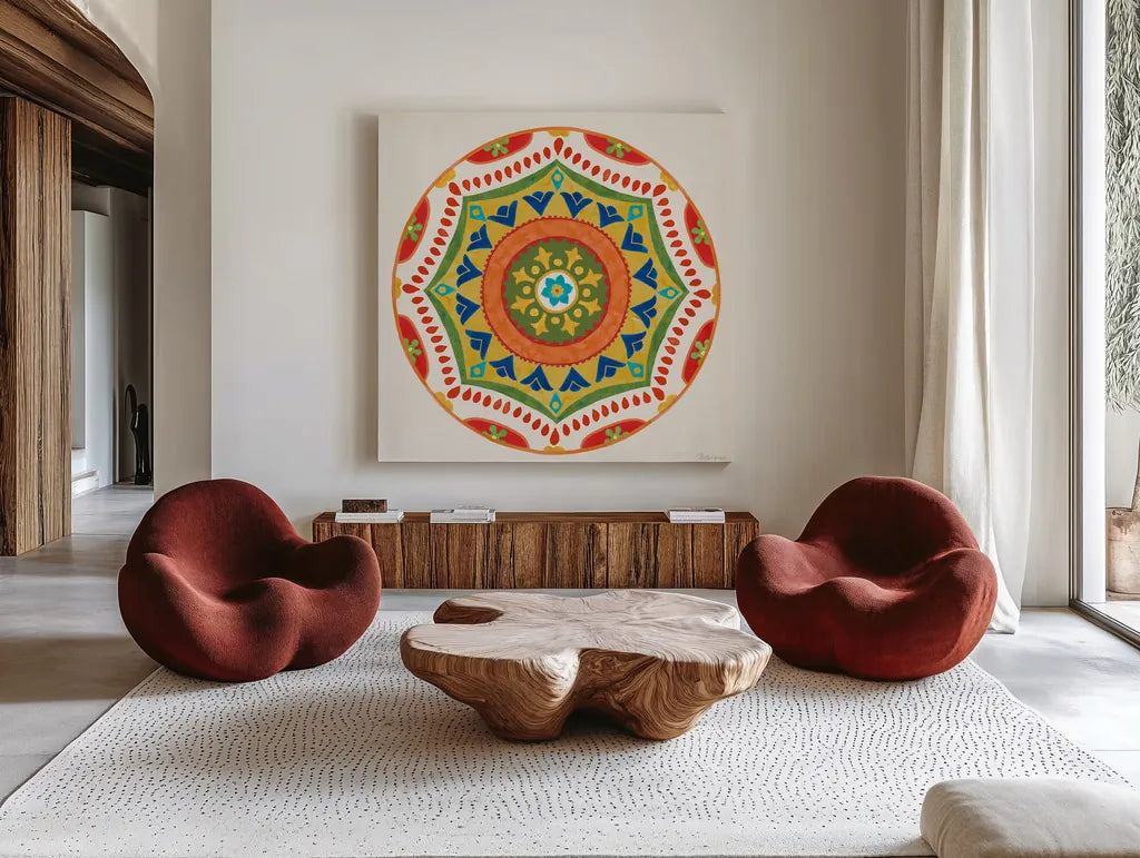 Spice Love III by Beth Grove. Shown as extra-large giant wall art in a modern living room. Available as an archival giclee rolled canvas, fine art paper, or poster print. SKU 88043a.