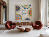 Spice Love VI by Beth Grove. Shown as extra-large giant wall art in a modern living room. Available as an archival giclee rolled canvas, fine art paper, or poster print. SKU 88046a.