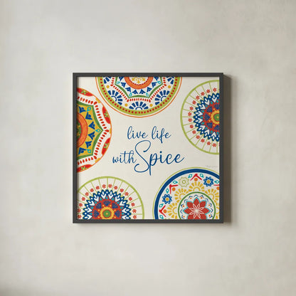 Spice Love VII by Beth Grove. Shown in a sleek black glass frame for a contemporary gallery look. Available as an archival giclee rolled canvas, fine art paper, or poster print. SKU 88047a.