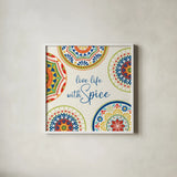 Spice Love VII by Beth Grove. Shown in a crisp white glass frame for a clean and minimalist style. Available as an archival giclee rolled canvas, fine art paper, or poster print. SKU 88047a.