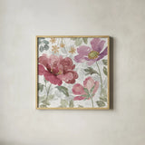 Springtime Bloom II Dark by Beth Grove. Shown in a natural wood glass frame for a timeless modern aesthetic. Available as an archival giclee rolled canvas, fine art paper, or poster print. SKU 54533a.