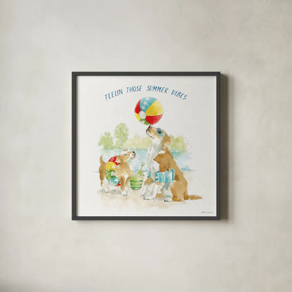 Summer Fun II by Beth Grove. Shown in a sleek black glass frame for a contemporary gallery look. Available as an archival giclee rolled canvas, fine art paper, or poster print. SKU 73989a.