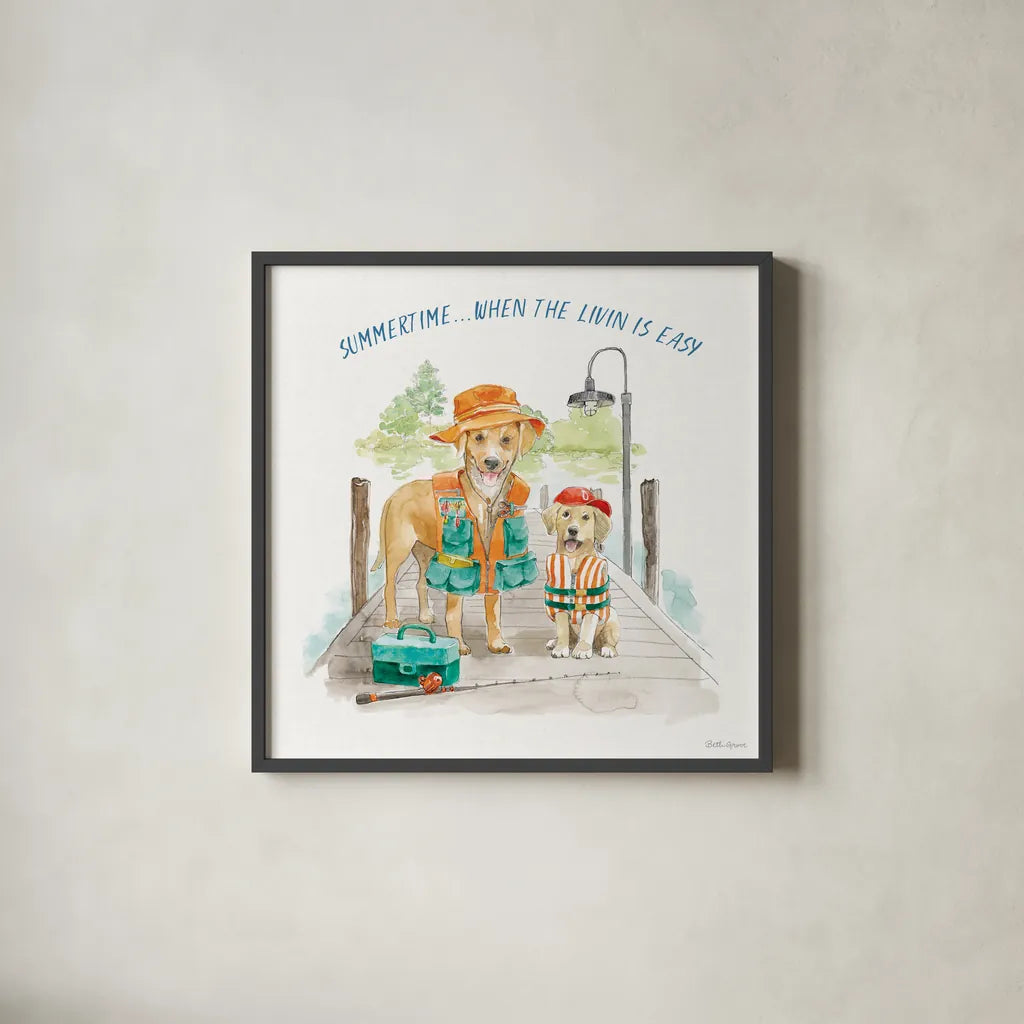 Summer Fun III by Beth Grove. Shown in a sleek black glass frame for a contemporary gallery look. Available as an archival giclee rolled canvas, fine art paper, or poster print. SKU 73990a.