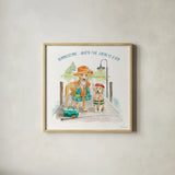 Summer Fun III by Beth Grove. Shown in a natural wood glass frame for a timeless modern aesthetic. Available as an archival giclee rolled canvas, fine art paper, or poster print. SKU 73990a.