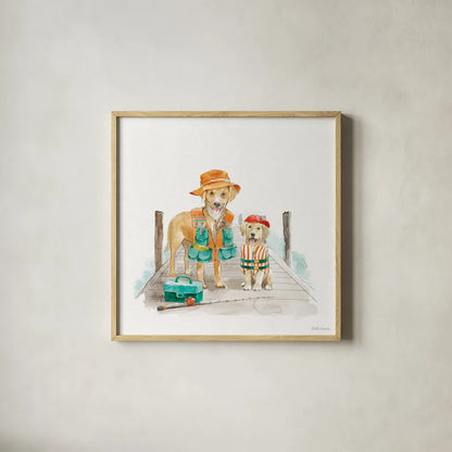 Summer Fun III No Words by Beth Grove. Shown in a natural wood glass frame for a timeless modern aesthetic. Available as an archival giclee rolled canvas, fine art paper, or poster print. SKU 76004a.