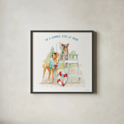 Summer Fun IV by Beth Grove. Shown in a sleek black glass frame for a contemporary gallery look. Available as an archival giclee rolled canvas, fine art paper, or poster print. SKU 73991a.