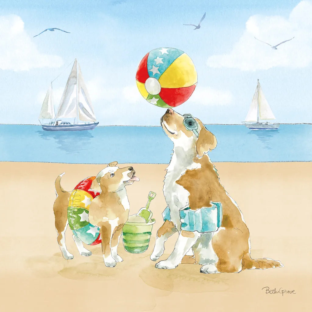 Summer Fun at the Beach II by Beth Grove. SKU 78940a. Archival Giclee Fine art print for wall decor.