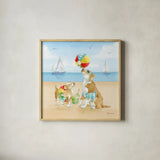 Summer Fun at the Beach II by Beth Grove. Shown in a natural wood glass frame for a timeless modern aesthetic. Available as an archival giclee rolled canvas, fine art paper, or poster print. SKU 78940a.