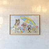 Summer Paws I by Beth Grove. shown as a paper print in a natural frame. Available as a archival giclee rolled canvas, fine art paper, or poster print. SKU 48183i.