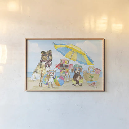 Summer Paws I by Beth Grove. shown as a paper print in a natural frame. Available as a archival giclee rolled canvas, fine art paper, or poster print. SKU 48183i.