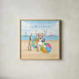 Summer Paws II by Beth Grove. Shown in a natural wood glass frame for a timeless modern aesthetic. Available as an archival giclee rolled canvas, fine art paper, or poster print. SKU 48184a.