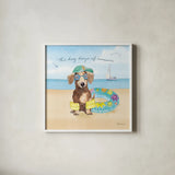 Summer Paws III by Beth Grove. Shown in a crisp white glass frame for a clean and minimalist style. Available as an archival giclee rolled canvas, fine art paper, or poster print. SKU 48185a.