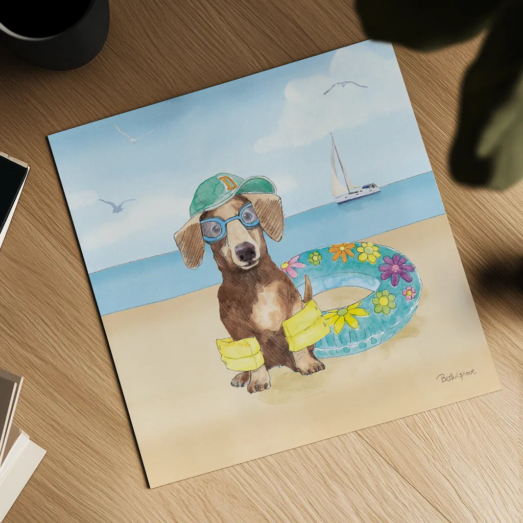 Summer Paws III No Words by Beth Grove. Shown as a detailed flat fine art print, highlighting archival giclee quality. Available as an archival giclee rolled canvas, fine art paper, or poster print. SKU 48912a.