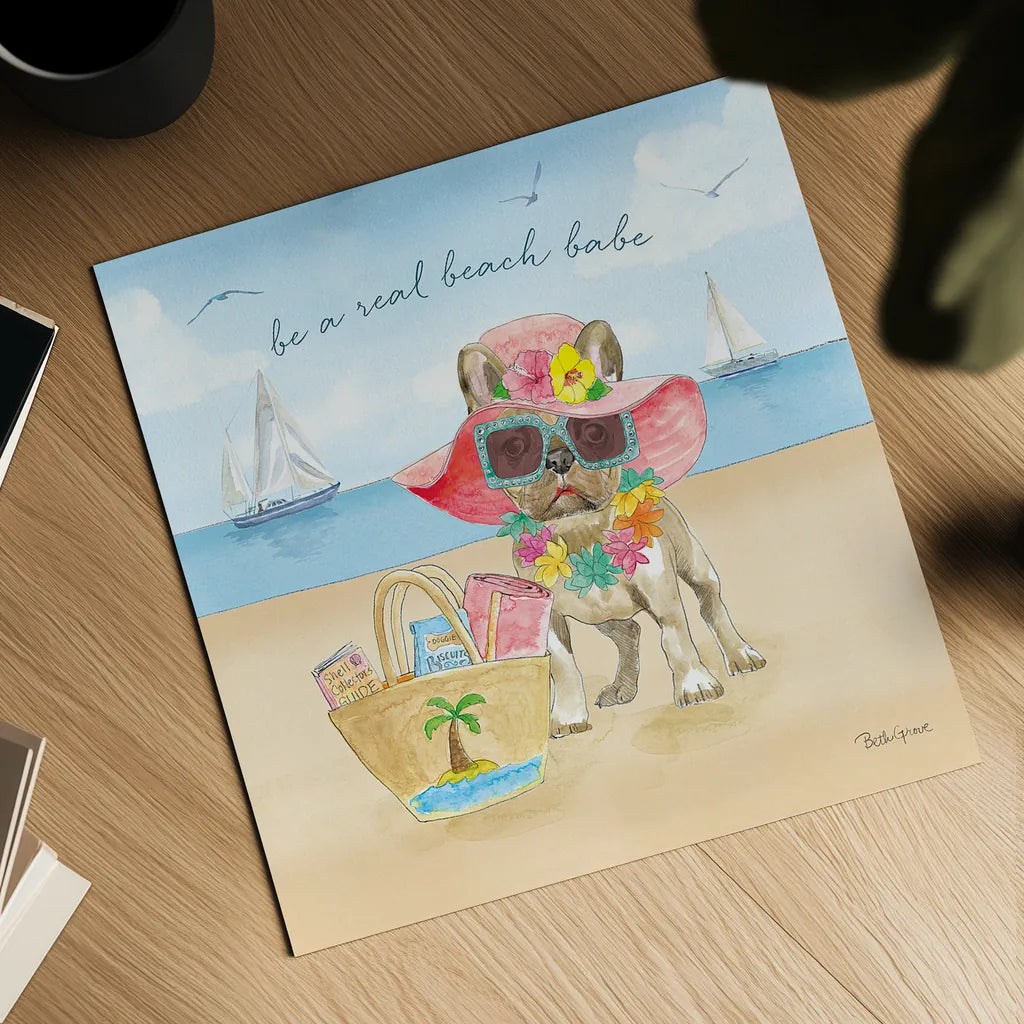 Summer Paws IV by Beth Grove. Shown as a detailed flat fine art print, highlighting archival giclee quality. Available as an archival giclee rolled canvas, fine art paper, or poster print. SKU 48186a.