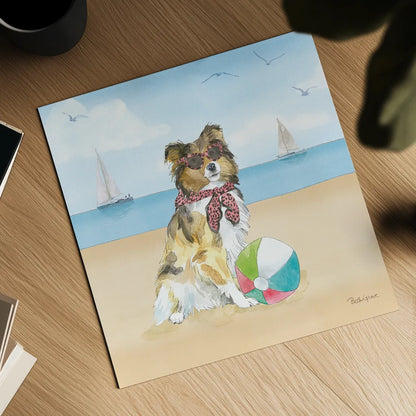 Summer Paws V No Words by Beth Grove. Shown as a detailed flat fine art print, highlighting archival giclee quality. Available as an archival giclee rolled canvas, fine art paper, or poster print. SKU 48914a.