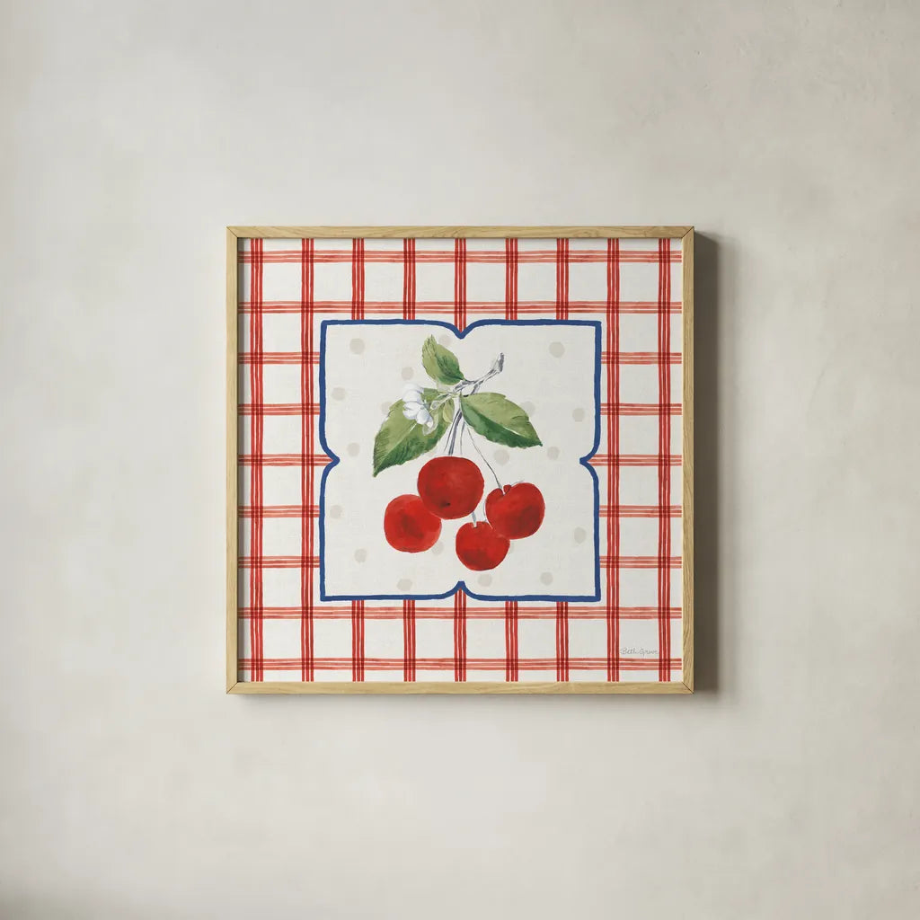 Summer Stems II by Beth Grove. Shown in a natural wood glass frame for a timeless modern aesthetic. Available as an archival giclee rolled canvas, fine art paper, or poster print. SKU 101556a.