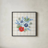 Summer Stems III by Beth Grove. Shown in a sleek black glass frame for a contemporary gallery look. Available as an archival giclee rolled canvas, fine art paper, or poster print. SKU 101557a.