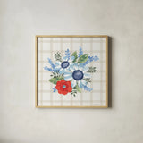 Summer Stems III by Beth Grove. Shown in a natural wood glass frame for a timeless modern aesthetic. Available as an archival giclee rolled canvas, fine art paper, or poster print. SKU 101557a.