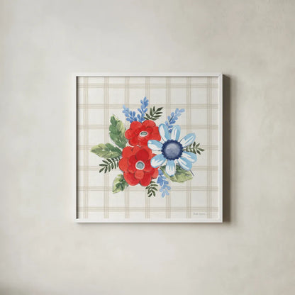 Summer Stems IV by Beth Grove. Shown in a crisp white glass frame for a clean and minimalist style. Available as an archival giclee rolled canvas, fine art paper, or poster print. SKU 101558a.