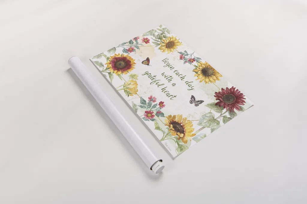 Sunflower Splendor I by Beth Grove. shown as a rolled paper print. Available as archival giclee rolled canvas, fine art paper, or poster print. SKU 65339i.