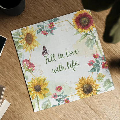 Sunflower Splendor II by Beth Grove. Shown as a detailed flat fine art print, highlighting archival giclee quality. Available as an archival giclee rolled canvas, fine art paper, or poster print. SKU 65340a.