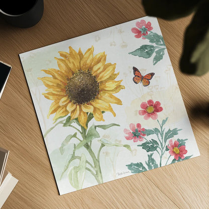 Sunflower Splendor V by Beth Grove. Shown as a detailed flat fine art print, highlighting archival giclee quality. Available as an archival giclee rolled canvas, fine art paper, or poster print. SKU 65343a.