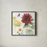 Sunflower Splendor VI by Beth Grove. Shown in a sleek black glass frame for a contemporary gallery look. Available as an archival giclee rolled canvas, fine art paper, or poster print. SKU 65344a.