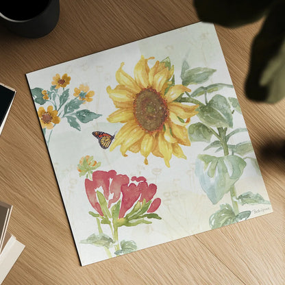 Sunflower Splendor VIII by Beth Grove. Shown as a detailed flat fine art print, highlighting archival giclee quality. Available as an archival giclee rolled canvas, fine art paper, or poster print. SKU 65346a.