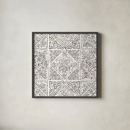 Sunny Bouquet Pattern IIIB by Beth Grove. Shown in a sleek black glass frame for a contemporary gallery look. Available as an archival giclee rolled canvas, fine art paper, or poster print. SKU 37160a.