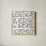 Sunny Bouquet Pattern IIIB by Beth Grove. Shown in a natural wood glass frame for a timeless modern aesthetic. Available as an archival giclee rolled canvas, fine art paper, or poster print. SKU 37160a.
